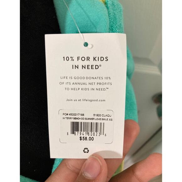 NWT! Life is Good Terrycloth hoodie Pullover V Neck Pockets Long Sleeve XS - Picture 4 of 5